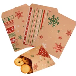 20-100Pcs Kraft Paper Gift Bags Christmas Biscuit Candy Snack Packaging Bag 2026 New Year Party Kids Favors Home Decor Supplies