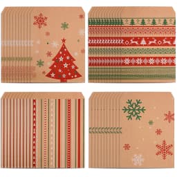 20-100Pcs Kraft Paper Gift Bags Christmas Biscuit Candy Snack Packaging Bag 2026 New Year Party Kids Favors Home Decor Supplies