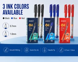 BAOKE 0.7mm/1.0mm Oil-based Ballpoint Pen Needle Tip Black Blue Red Smooth Writing Receipt Pen Comfortable Grip
