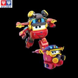 Auldey Original Super Wings Big Wing STEGO Dinosaur Mega Transformation Toy - Kids Robot Firefighter with Hangar Christmas Gift