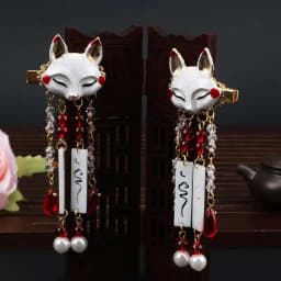 Fox hairpin Lolita rabbit tassel hair accessories  performance party festival headdress japanese hair accessories