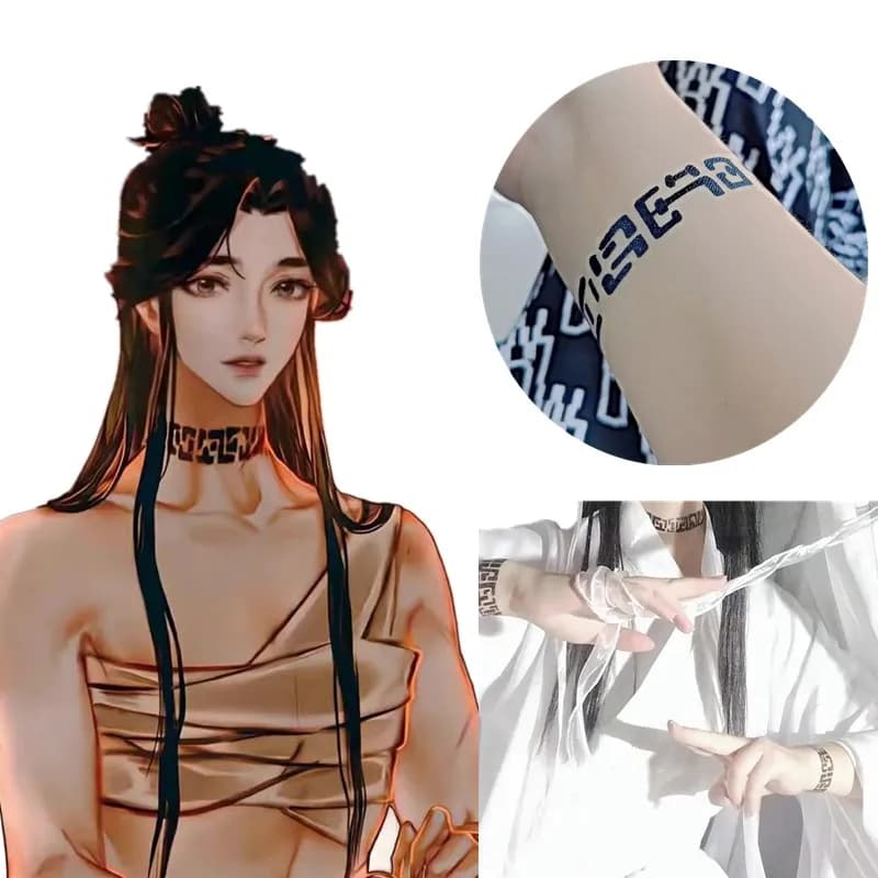 Anime Tian Guan Ci Fu Hua Cheng Xie Lian Cosplay Character Tattoo Sticker Waterproof Temporary Adult Unisex Props Accessories