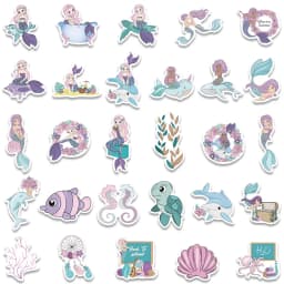 56PCS Pink Kawaii Mermaid Girl Cute Stickers Skateboard Notebook Fridge Phone Guitar Luggage Decal Sticker Kids Toy