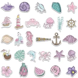 56PCS Pink Kawaii Mermaid Girl Cute Stickers Skateboard Notebook Fridge Phone Guitar Luggage Decal Sticker Kids Toy