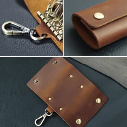 100 % Genuine leather Multi-function Key Bag High Quality Crazy Horse leather Key Pouch Unisex Leather Business Gift
