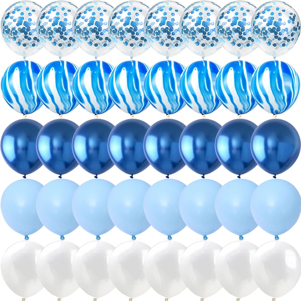 40Pcs Agate Marble Confetti Blue Metal Balloons Birthday gender reveal Babyshower Party New Year Christmas Decorations