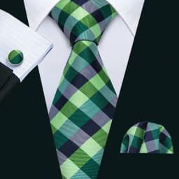 Luxury Mens Ties Set Black Green Leaves Floral Neck Tie Handkerchief Cufflinks Set Wedding Business Party