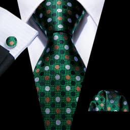 Luxury Mens Ties Set Black Green Leaves Floral Neck Tie Handkerchief Cufflinks Set Wedding Business Party