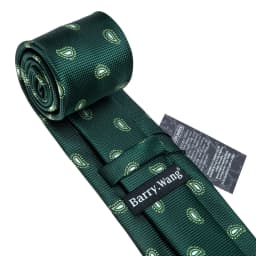 Luxury Mens Ties Set Black Green Leaves Floral Neck Tie Handkerchief Cufflinks Set Wedding Business Party