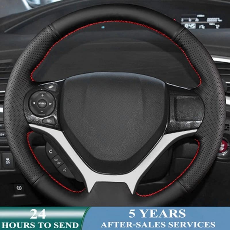 Customized Car Steering Wheel Cover Hand Sewing Braid Leather Car Accessories For Honda Civic Civic 9 2012 2013 2014 2015