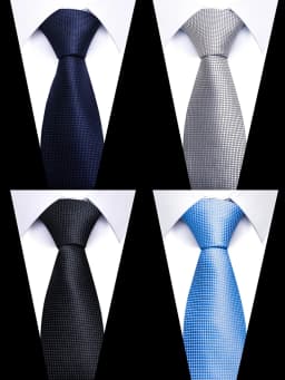 Newest Style Holiday Present 100% Silk Tie Pocket Squares Cufflink Set Necktie Men Dark Blue Wedding Accessories Office Cravat