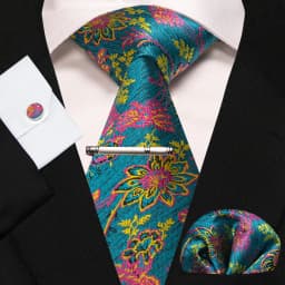 8cm Silk Mens Ties Green Black Ties Plaid Stripe Necktie Pocket Square Cufflinks Tie Clips Set Men's Wedding Business Party Tie