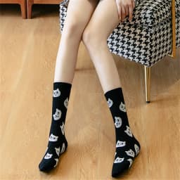 Chic New Women's Cute Cat Face Black White Socks Korean Harajuku Kawaii Kitten Hipster Casual Gift Dropship
