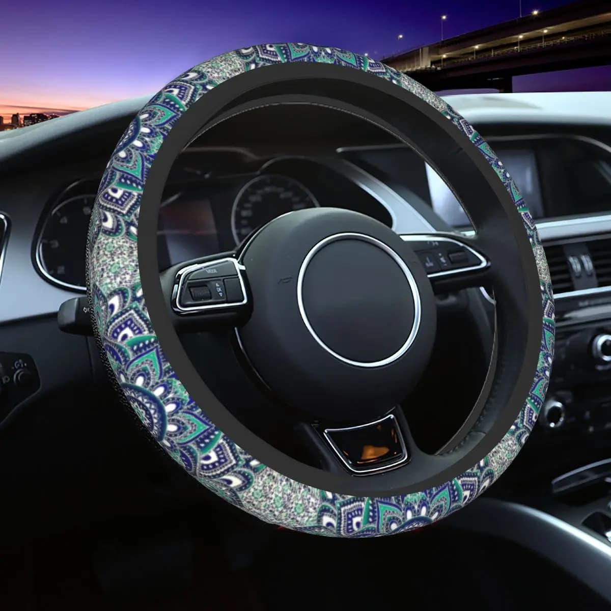 Mandala Hippie Bohemian Car Steering Wheel Cover 38cm Boho Steering Wheel Protective Cover Car-styling Interior Accessories