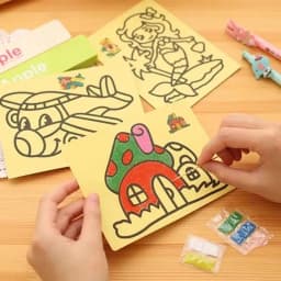 10pcs DIY Sand Painting Toy Set for Kids Gift Cartoon Animal Car Series Art Supplies Simple Kindergarten Coloring Book