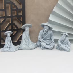 Miniature Old Fisherman Play Chess Sand Stones Figurine Aquarium Ornaments Fairy Garden Bonsai Rockery Lanscape Room Decoration