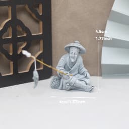 Miniature Old Fisherman Play Chess Sand Stones Figurine Aquarium Ornaments Fairy Garden Bonsai Rockery Lanscape Room Decoration