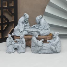 Miniature Old Fisherman Play Chess Sand Stones Figurine Aquarium Ornaments Fairy Garden Bonsai Rockery Lanscape Room Decoration
