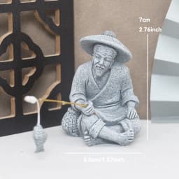 Miniature Old Fisherman Play Chess Sand Stones Figurine Aquarium Ornaments Fairy Garden Bonsai Rockery Lanscape Room Decoration