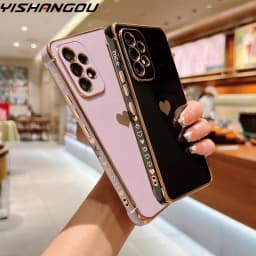 Luxury Plating Case For Samsung Galaxy A18 A17 A57 A55 5G S23 S24 FE S26 S25 S24 Ultra Love Heart Pattern Silicone Soft Cover