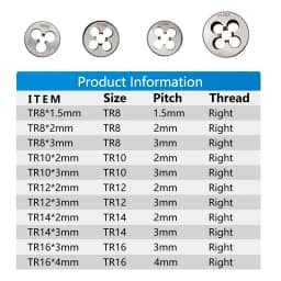 HAMPTON Screw Tap Right Hand Trapezoid Die TR8 TR10 TR12 TR14 TR16 Threading Tools Thread Die for Metal