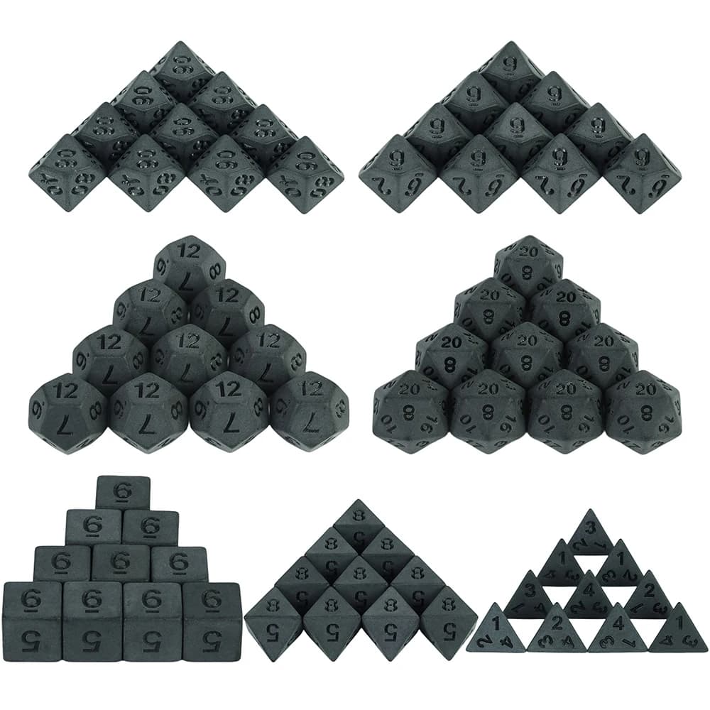 10pcs Black Matte Dice Set Multi Sides D4-D20 Polyhedron Games Dice for DND Board Game Digital Dice