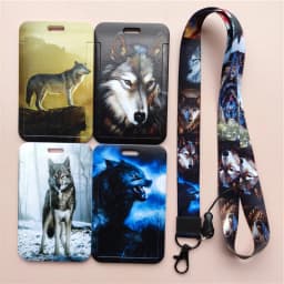 Wolves Pattern Animal Lanyard ID Badge Card Holder Office Worker Cardholder Cover Credit Card Case Card Protector Christmas Gift