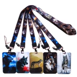 Wolves Pattern Animal Lanyard ID Badge Card Holder Office Worker Cardholder Cover Credit Card Case Card Protector Christmas Gift