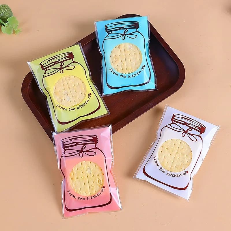 100 Pcs Candy Bag Baking Biscuit Packaging Self-adhesive Plastic Christmas Decoration