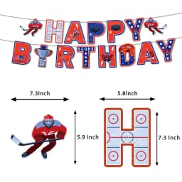 Hockey Themed Birthday Party Decorations Balloons Set Happy Birthday Banner Cake Topper Sports Theme Ice Hockey Party Supplies
