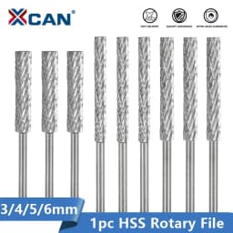 XCAN 3mm Shank Rotary Burr Drill Bit 3/4/5/6mm Double Cut HSS Rotary File For Engraving Cutter Grinding Tools Woodworking Tool