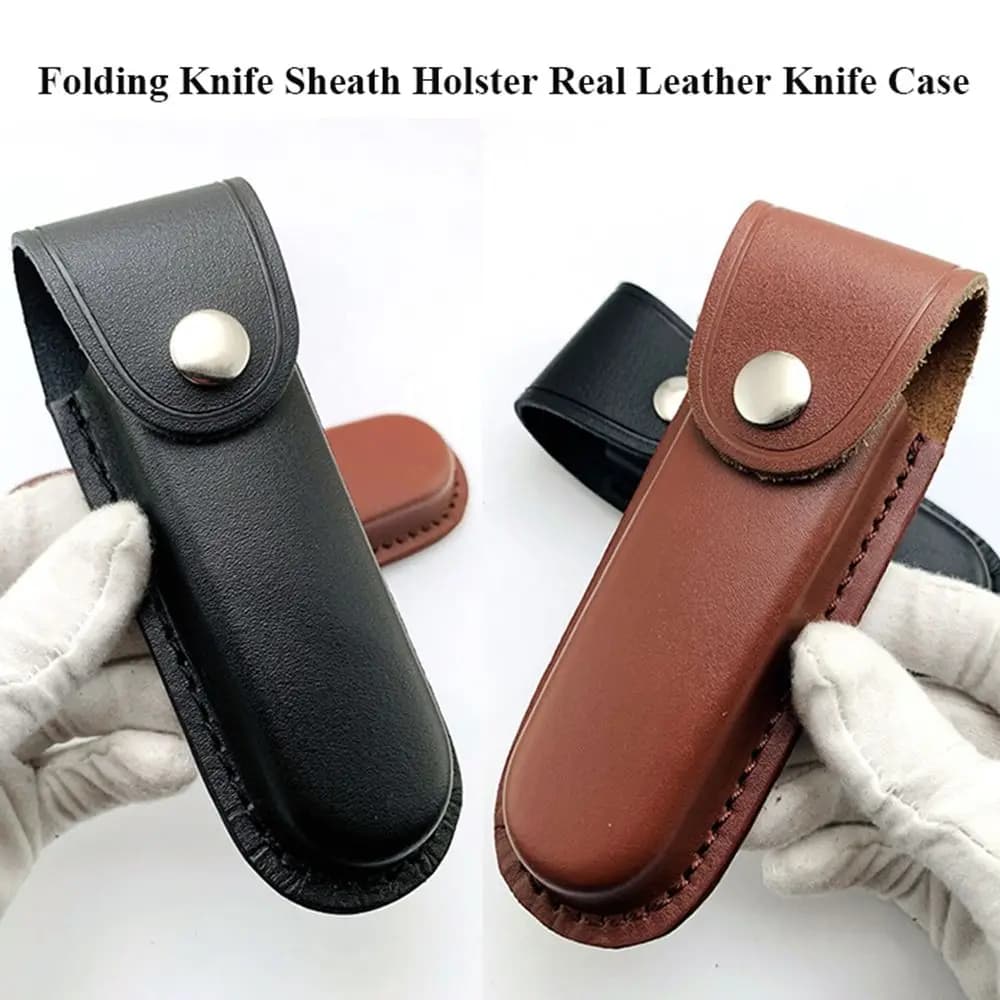 Multitool Leather Pouch Foldable Knife Sheath Fixed Blade Scabbard Holster Belt Loop Clip Case Holder Outdoor Waist Bag