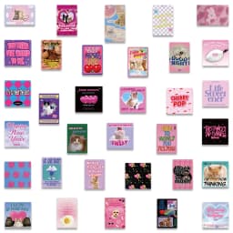 62PCS American Retro Pink Cute Cat Girl Kawaii Cartoon Sticker Car Laptop Scrapbook Planner Decal Stationery Phone Stickers