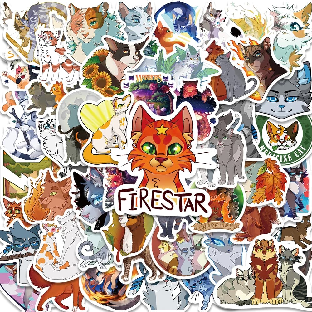 52PCS Cartoon Warriors Cats Firestar Novel Anime Cute Sticker Aesthetic Book Car Laptop Motorcycle Phone Kid Toy Sticker
