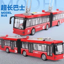 Large Inertia Bus with Sound and Light Double Layer Sightseeing Bus Two Section Subway Model Car Toys Birthday Gift