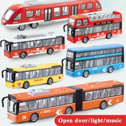 Large Inertia Bus with Sound and Light Double Layer Sightseeing Bus Two Section Subway Model Car Toys Birthday Gift
