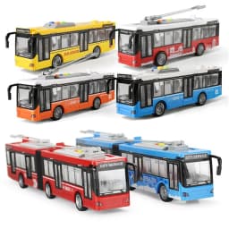 Large Inertia Bus with Sound and Light Double Layer Sightseeing Bus Two Section Subway Model Car Toys Birthday Gift