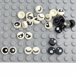 40Pcs Eye Brick 98138 Part 1x1 Tile Round Eyelash Pupile Pattern Printing Creation Smooth Building Blocks Accessory MOC Toys