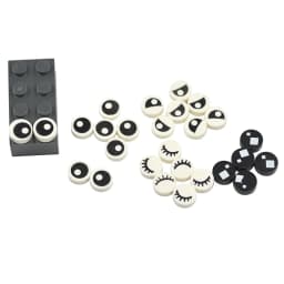 40Pcs Eye Brick 98138 Part 1x1 Tile Round Eyelash Pupile Pattern Printing Creation Smooth Building Blocks Accessory MOC Toys