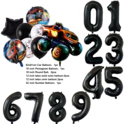 NEW Cartoon Monster Big Wheel Truck Theme Birthday Party Decoration Latex Aluminum Digital Balloon Baby Shower Boy Gift