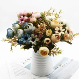 1 Bunch 5 Forks 12 Heads Artificial Flowers Cheap Vases Home Decoration Accessories Wedding Diy Bridal Clearance for Photo Props