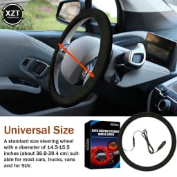 NEW Universal Car Heated Steering Wheel Cover Electric Heating 10W Winter Hand Warmer Auto Warm Anti-Skid Protector Cover 38cm