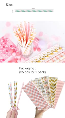 50pcs Panda Bamboo Paper Straws Birthday Party Wedding Decoration Straw Disposable Paper Drinking Straw Baby Shower