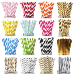 50pcs Panda Bamboo Paper Straws Birthday Party Wedding Decoration Straw Disposable Paper Drinking Straw Baby Shower