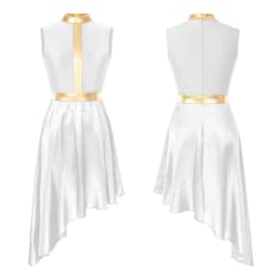 Womens Lyrical Dance Dress Modern Contemporary Ballet Costume Sleeveless Mesh Tulle High Low Skirt Praise Liturgic Dancewear