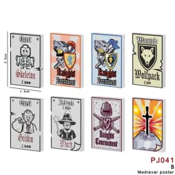 MOC Medieval Military Bulletin Board Rome Road Sign Printed Tiles Goat Animals Middle Age Street View Wood Sword Bricks Toys