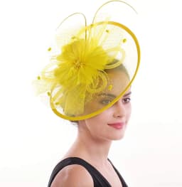 Women Girl Fascinator Hat Alice Headband Hairpin Mesh Hat Feather Cocktail Wedding Kentucky Derby Tea Party Hat Headwear