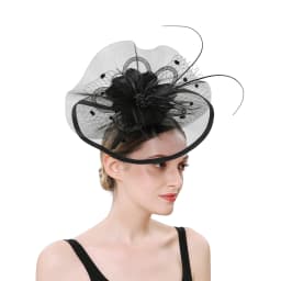 Women Girl Fascinator Hat Alice Headband Hairpin Mesh Hat Feather Cocktail Wedding Kentucky Derby Tea Party Hat Headwear