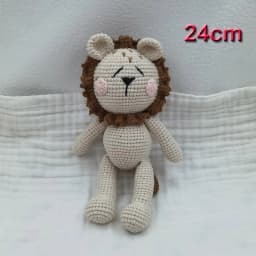Amigurumi Crochet Lion Baby Teether kawaii Stuffed Animal Doll Beech Wood Newborn Teether Ring Pacifier Clip Baby Birth Gift Box