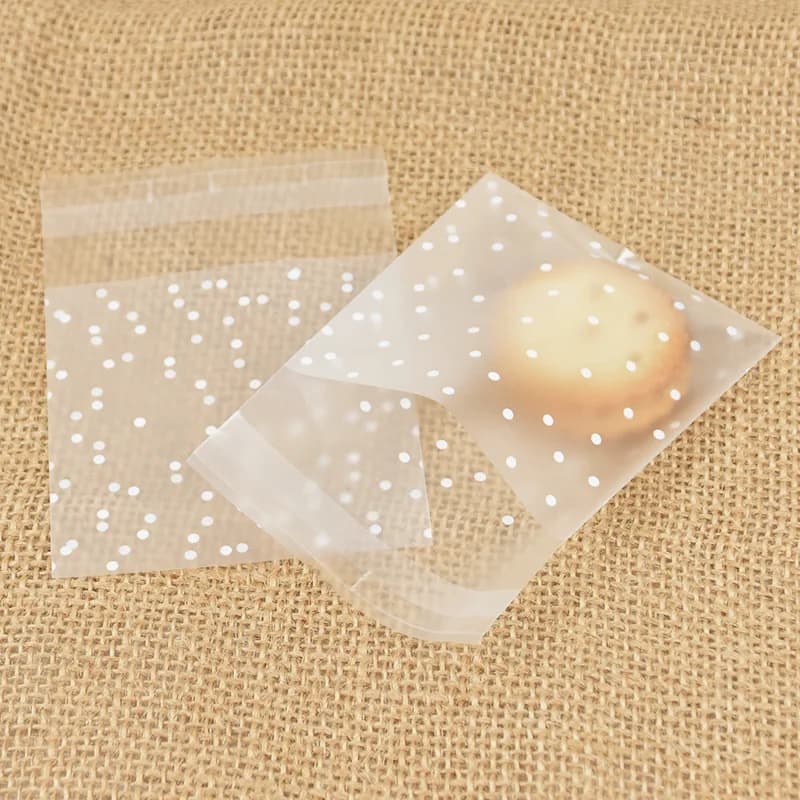100Pcs Plastic Transparent Dot Candy Cookie Plastic Bags Self-Adhesive For Biscuits Snack Baking Package Kids Gift DIY Storage